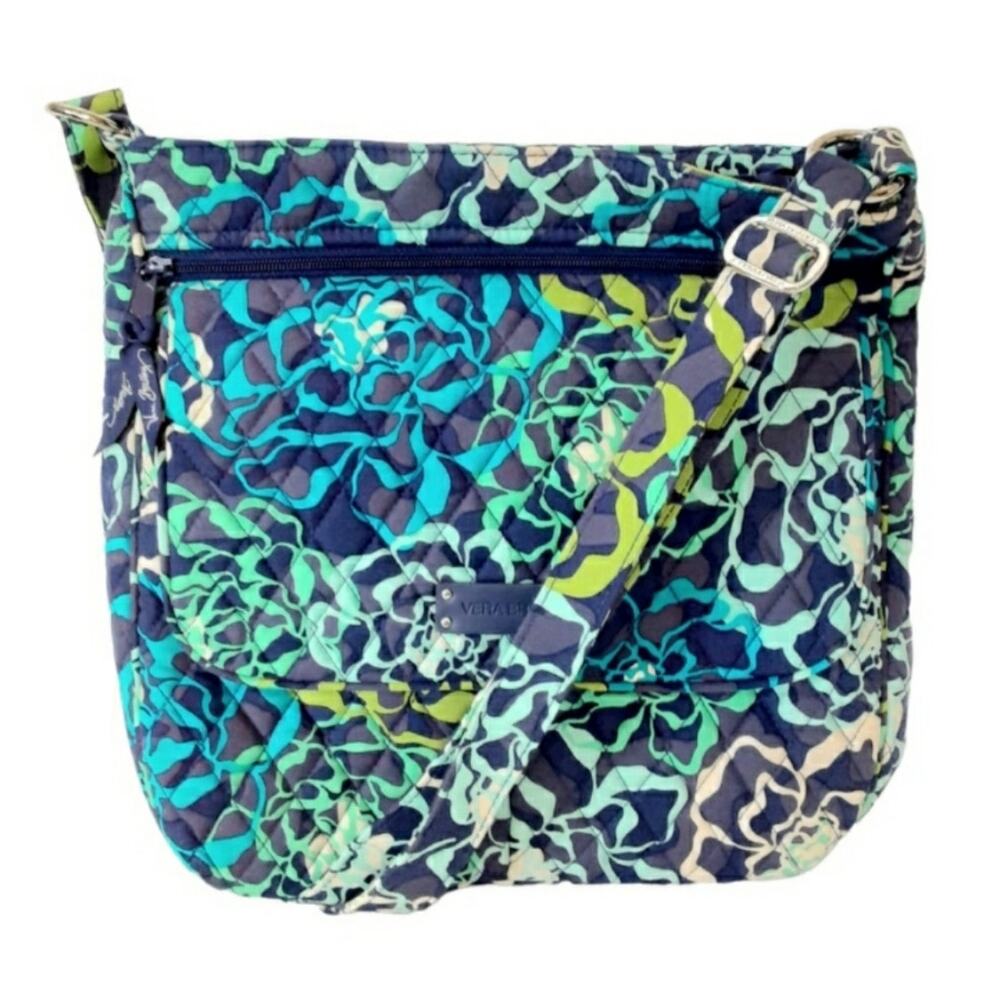 Vera Bradley Double Zip Mailbag Crossbody Katalina Blues Floral Hipster Handbag